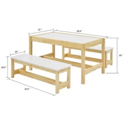 MUSEHOMEINC Solid Wood 3 In 1 Kids Toddlers Activity Play Arts And Crafts Table And Bench Chair Set With Whiteboard Surface For Playroom And School -Safavieh Shop GUEST 7664b531 9262 449c be5a d5c1f186820d