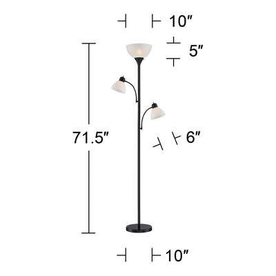 360 Lighting Bingham Modern Torchiere Floor Lamp With Side Lights 71 1/2" Tall Black Metal White Shade For Living Room Reading Bedroom Office House 7 360 Lighting Bingham Modern Torchiere Floor Lamp With Side Lights 71 1/2" Tall Black Metal White Shade For Living Room Reading Bedroom Office House - Image 5