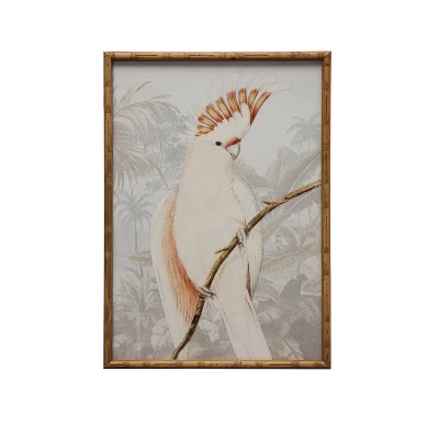 Cockatoo Wood Faux Bamboo Framed Glass Wall Decor - 3R Studios 4 Cockatoo Wood Faux Bamboo Framed Glass Wall Decor - 3R Studios - Image 2