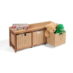 Badger Basket Kid's Storage Bench With Woven Top And Baskets Brown -Safavieh Shop GUEST 77eb8e26 ddea 4212 bf7b 1c9542bd9285