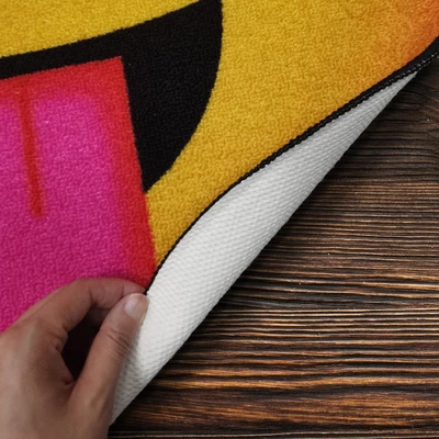 Deerlux Emoji Style Round Funny Smiley Face Kids Area Rug, Grinning Emoji Rug 6 Deerlux Emoji Style Round Funny Smiley Face Kids Area Rug, Grinning Emoji Rug - Image 4