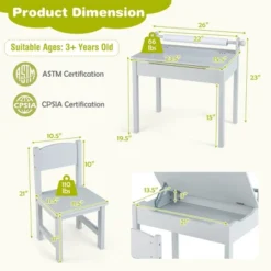 Costway Toddler Craft Table & Chair Set Kids Art Crafts Table WithPaper Roll Holder Grey/White -Safavieh Shop GUEST 7a1522c0 24f1 4007 9659 bb44d8bea72d