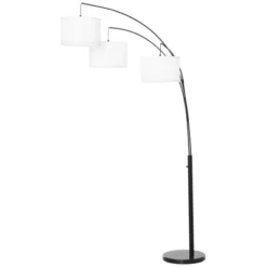 HOMCOM Arc Floor Lamp With 3 Hanging Drum Shape Lampshade, Flexible Steel Pole And Marble Round Base, Black/White -Safavieh Shop GUEST 7a239936 d613 4088 bfef 4d3ff37e22ea