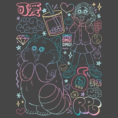 Junior's Turning Red Neon Doodles Mei Lee Racerback Tank Top 3 Junior's Turning Red Neon Doodles Mei Lee Racerback Tank Top