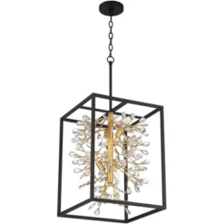 Possini Euro Design Carrine Black Gold Pendant Chandelier 15 1/4" Wide Modern Clear Crystal 4-Light Fixture For Dining Room House Foyer Kitchen Island -Safavieh Shop GUEST 7a793c5e 6f0a 4ce8 8858 e6f4b4f4816d