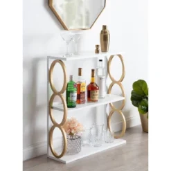 28" X 8" X 31" Ring Wooden 3-Tier Shelf White - Kate & Laurel All Things Decor -Safavieh Shop GUEST 7bd5de63 0269 411e 8337 d480ac69d75e
