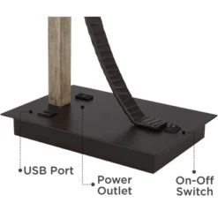 Franklin Iron Works Gentry Industrial Desk Lamp 22" High Oil Rubbed Bronze Faux Wood Cage With USB And AC Power Outlet In Base Oatmeal Shade For Desk -Safavieh Shop GUEST 7c26c10f 43f5 4286 91c1 5e32e5ce519e