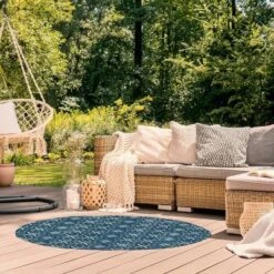 Tempaper 4' Mudcloth Round Indoor/Outdoor Vinyl Floor Rug