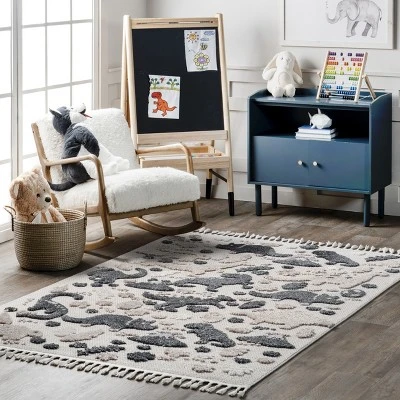 Aaran Dinosaur Kids Tasseled Area Rug 3 Aaran Dinosaur Kids Tasseled Area Rug