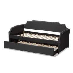 Twin Ally Fabric Upholstered Sofa Daybed With Roll Out Trundle Guest Bed Dark Gray - Baxton Studio -Safavieh Shop GUEST 81e1d57d c8da 4591 a979 d60a2a7b5063