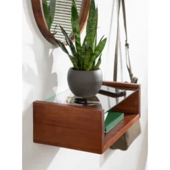 18" X 6" Holt Wood/Glass Decorative Wall Shelf Walnut Brown - Kate & Laurel All Things Decor -Safavieh Shop GUEST 852eb518 e7d8 4ee3 86e8 743ed94a7275