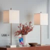 360 Lighting Franco Modern Table Lamps 26 1/2" High Set Of 2 Brushed Nickel With USB Charging Ports White Square Shade For Bedroom Living Room Desk -Safavieh Shop GUEST 853f11ef cb47 4db8 b104 4abac10b60a8