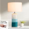 Possini Euro Design Modern Table Lamp With USB Charging Port And Nightlight LED 25" High Blue Art Glass White Shade For Bedroom Desk (Color May Vary) -Safavieh Shop GUEST 85765ccb daac 4255 8494 760ad77fd2c0