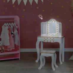 Fashion Polka Dot Gisele Play Vanity Set With Led Mirror White/Gold - Teamson Kids -Safavieh Shop GUEST 85e7e27c 5fdc 408c 95a8 c8852e0daf48