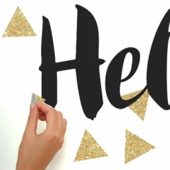 Hello Quote With Glitter Triangles Peel And Stick Wall Decal Black/Gold - RoomMates -Safavieh Shop GUEST 85f9be47 af58 4a91 8475 e7ef0424c157