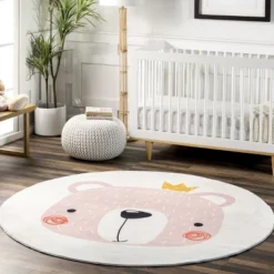 NuLOOM Nesta Queen Bear Machine Washable Kids Area Rug