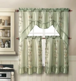 GoodGram 3 Piece Daphne Embroidered Complete Kitchen Curtain Tier And Valance Set -Safavieh Shop GUEST 8ca12db6 8811 4eb8 868b fd9f480950e2