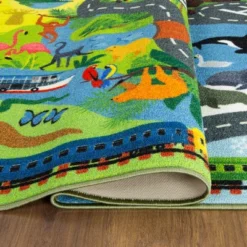 KC CUBS Boy & Girl Kids Animal Safari Car Vehicle Traffic Road Educational Learning & Game Play Nursery Bedroom Classroom Rug Carpet -Safavieh Shop GUEST 8ce4acf7 fef4 4a77 97a5 3f7a9812d1b8
