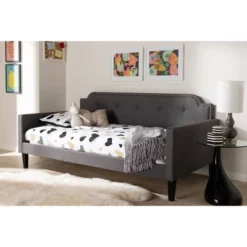 Twin Packer Fabric Upholstered Sofa Daybed Gray - Baxton Studio -Safavieh Shop GUEST 8fd8d878 c33d 4986 a508 b041de2f3ecb