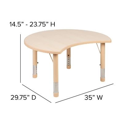 Emma And Oliver 25.125"W X 35.5"L Crescent Natural Plastic Adjustable Activity Table-Seats 4 5 Emma And Oliver 25.125"W X 35.5"L Crescent Natural Plastic Adjustable Activity Table-Seats 4 - Image 3