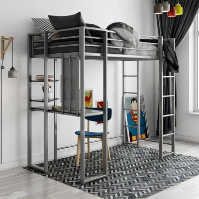 Twin Adele Loft Bed With Desk Silver - Room & Joy 3 Twin Adele Loft Bed With Desk Silver - Room & Joy