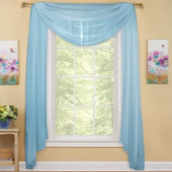 Collections Etc Sheer Window Scarf Curtain, Single Panel,