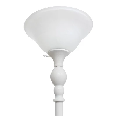 1 Light Torchiere Floor Lamp With Marbleized Glass Shade White - Elegant Designs 5 1 Light Torchiere Floor Lamp With Marbleized Glass Shade White - Elegant Designs - Image 3