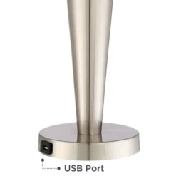 360 Lighting Geoff Modern Table Lamps 26" High Set Of 2 Brushed Nickel With USB Charging Port Cream Burlap Drum Shade For Bedroom Living Room Desk -Safavieh Shop GUEST 922375d0 4bd0 4926 9ce9 5f960dc2948a