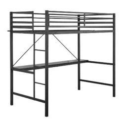 Emma And Oliver Metal Loft Bed Frame With Desk, Protective Guard Rails And Ladder For Kids, Teens And Adults -Safavieh Shop GUEST 965c09ea 1746 4187 911d 293a14330a48