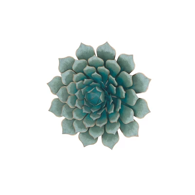 Metal Floral Wall Decor Teal - Olivia & May 4 Metal Floral Wall Decor Teal - Olivia & May - Image 2