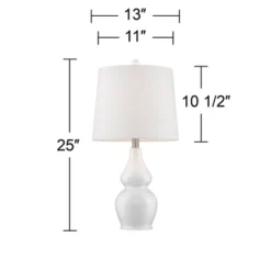 360 Lighting Jane Modern Table Lamps 25" High Set Of 2 White Ceramic Fabric Drum Shade For Bedroom Living Room House Bedside Nightstand Office Family -Safavieh Shop GUEST 98478706 ef16 4819 8f43 c75de861aeee