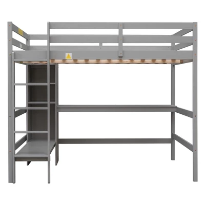 Full Size Loft Bed With Multifunction Shelves And Under-Bed Desk - ModernLuxe 7 Full Size Loft Bed With Multifunction Shelves And Under-Bed Desk - ModernLuxe - Image 5