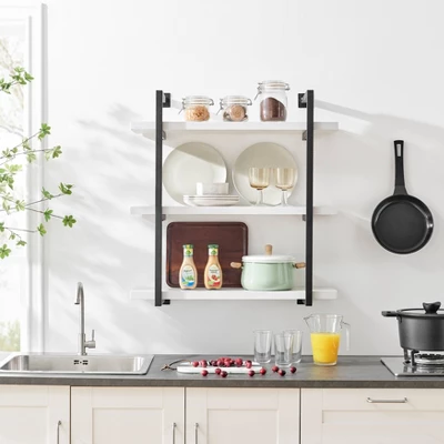 31.5" X 33.2" Modern 3 Tier Hanging Bracket Wall Shelve White Birch - Danya B. 3 31.5" X 33.2" Modern 3 Tier Hanging Bracket Wall Shelve White Birch - Danya B.