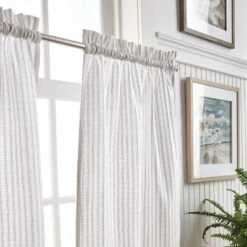 3pc Ticking Stripe Window Valance And Tiers Set White/Gray - Martha Stewart -Safavieh Shop GUEST 9c3bc95d 03b2 47ea a293 ec20baaf0568