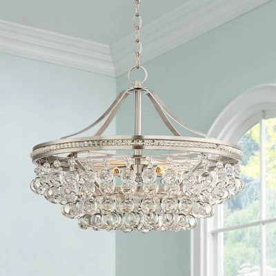 Vienna Full Spectrum Wohlfurst Brushed Nickel Pendant Chandelier 20 1/4" Wide Clear Crystal 5-Light Fixture For Dining Room House Foyer Kitchen Island 3 Vienna Full Spectrum Wohlfurst Brushed Nickel Pendant Chandelier 20 1/4" Wide Clear Crystal 5-Light Fixture For Dining Room House Foyer Kitchen Island
