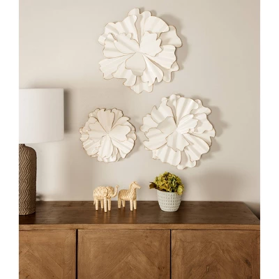 Modern Ornamental Wall Decor Set Of 3 White - Olivia & May 3 Modern Ornamental Wall Decor Set Of 3 White - Olivia & May