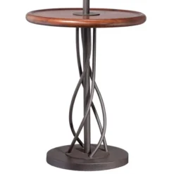 Franklin Iron Works Industrial Floor Lamps 63.5" Tall Set Of 2 With Tray Table Dark Rust Iron Twist Base Wood Linen Shades Living Room House -Safavieh Shop GUEST a11fd1b1 7e25 4fa6 b941 cbea9211d906