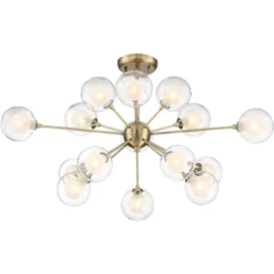 Possini Euro Design Modern Ceiling Light Semi Flush Mount Fixture Sputnik Brass 30 1/2" Wide 15-Light Double Glass Ball Hallway 12 Possini Euro Design Modern Ceiling Light Semi Flush Mount Fixture Sputnik Brass 30 1/2" Wide 15-Light Double Glass Ball Hallway -Safavieh Shop GUEST a3344d35 d1d8 4a60 8f88 777e9a7f591d