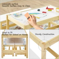 MUSEHOMEINC Solid Wood 3 In 1 Kids Toddlers Activity Play Arts And Crafts Table And Bench Chair Set With Whiteboard Surface For Playroom And School -Safavieh Shop GUEST a3891ce4 cfa5 4b41 8a65 8d06d74902eb