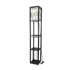 Etagere Organizer Storage Shelf Floor Lamp With Linen Shade Black - Simple Designs -Safavieh Shop GUEST a3b55f92 bd9b 489f 8786 448eb071bf31