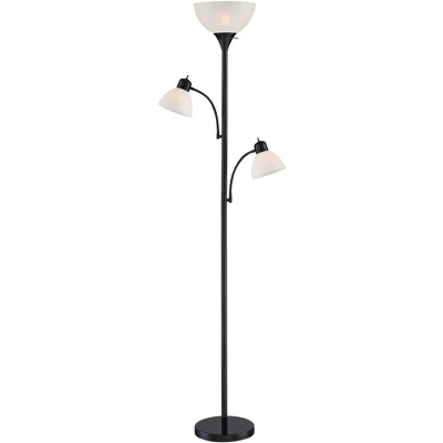 360 Lighting Bingham Modern Torchiere Floor Lamp With Side Lights 71 1/2" Tall Black Metal White Shade For Living Room Reading Bedroom Office House 9 360 Lighting Bingham Modern Torchiere Floor Lamp With Side Lights 71 1/2" Tall Black Metal White Shade For Living Room Reading Bedroom Office House - Image 7
