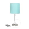 19.5" Bedside Power Outlet Base Metal Table Desk Lamp In Brushed Steel With Aqua Blue Fabric Shade - Creekwood Home 2 19.5" Bedside Power Outlet Base Metal Table Desk Lamp In Brushed Steel With Aqua Blue Fabric Shade - Creekwood Home -Safavieh Shop GUEST a54d50a4 4b85 41fd 96fc 5a5d2d723750