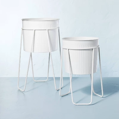 Powder-Coated Metal Planter White - Hearth & Hand™ With Magnolia 5 Powder-Coated Metal Planter White - Hearth & Hand™ With Magnolia - Image 3