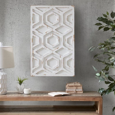 Ralston Wooden Wall Art With Pattern White 4 Ralston Wooden Wall Art With Pattern White - Image 2