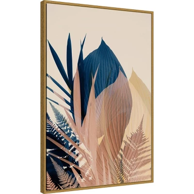 22" X 33" Pastel Jungle Plants 3 By Ian Winstanley Framed Canvas Wall Art Gold - Amanti Art 3 22" X 33" Pastel Jungle Plants 3 By Ian Winstanley Framed Canvas Wall Art Gold - Amanti Art