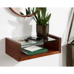 18" X 6" Holt Wood/Glass Decorative Wall Shelf Walnut Brown - Kate & Laurel All Things Decor -Safavieh Shop GUEST b028d542 02e3 4fe6 bb5d d8bc28831e23