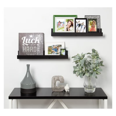 24" X 3.3" 2pc Decorative Wall Shelf Set Black - Uniek 3 24" X 3.3" 2pc Decorative Wall Shelf Set Black - Uniek