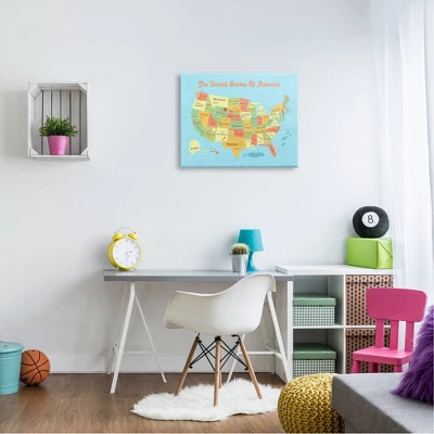 24"x1.5'x30" United States Of America Usa Kids' Map Oversized Stretched Canvas Wall Art - Stupell Industries 4 24"x1.5'x30" United States Of America Usa Kids' Map Oversized Stretched Canvas Wall Art - Stupell Industries - Image 2