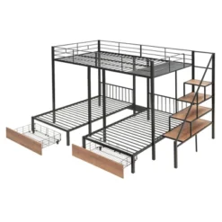 Full Over Twin-Twin Triple Bunk Bed With Drawers And Staircase - ModernLuxe -Safavieh Shop GUEST b27b25a3 b266 4214 a544 3fe0734c6339
