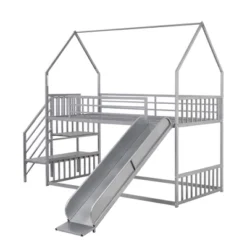 Twin Over Twin Metal Bunk Bed House Bed With Slide And Staircase-ModernLuxe -Safavieh Shop GUEST b2d46235 fb66 49e4 a2a8 7d621fc24610